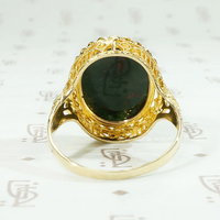 Dramatic Bloodstone in Gold Filigree Ring