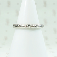 Engraved Platinum and 18k Gold Wedding Band by Traub