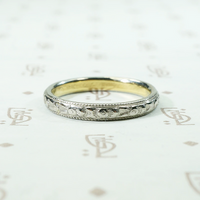Engraved Platinum and 18k Gold Wedding Band by Traub