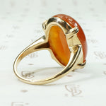 Smoldering Red Jade in Gold Ring