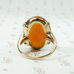 Smoldering Red Jade in Gold Ring