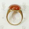 Smoldering Red Jade in Gold Ring