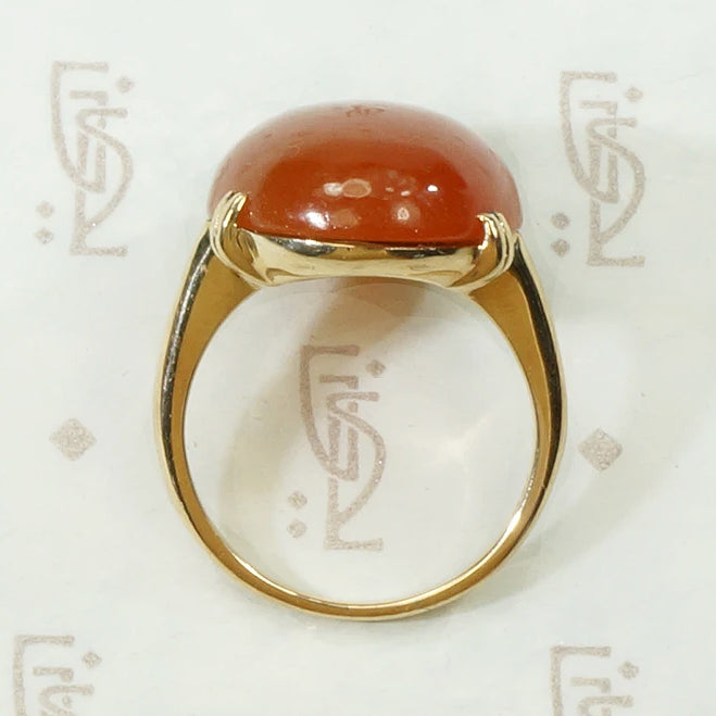 Smoldering Red Jade in Gold Ring