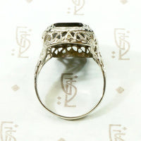 Fresh Carved Onyx & Diamond Filigree Ring