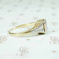Two-Tone Diamond Ring with Neoclassical Engraving