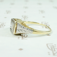 Two-Tone Diamond Ring with Neoclassical Engraving