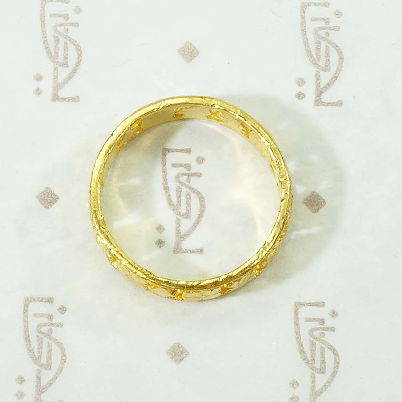 Luxe 22k Open Work Band with Chinese Characters