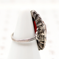 Stunning Carnelian & Marcasite Sterling Art Deco Ring 