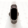 Black Onyx & Glittering Marcasite Art Deco Ring