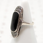 Black Onyx & Glittering Marcasite Art Deco Ring