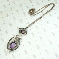 Dreamy Edwardian Amethyst & Pearl Filigree Necklace