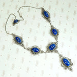 Elaborate Edwardian Lapis & Silver "Y" Necklace