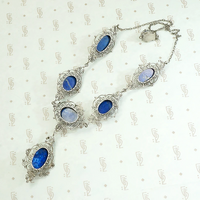 Elaborate Edwardian Lapis & Silver "Y" Necklace
