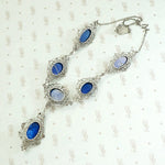 Elaborate Edwardian Lapis & Silver "Y" Necklace