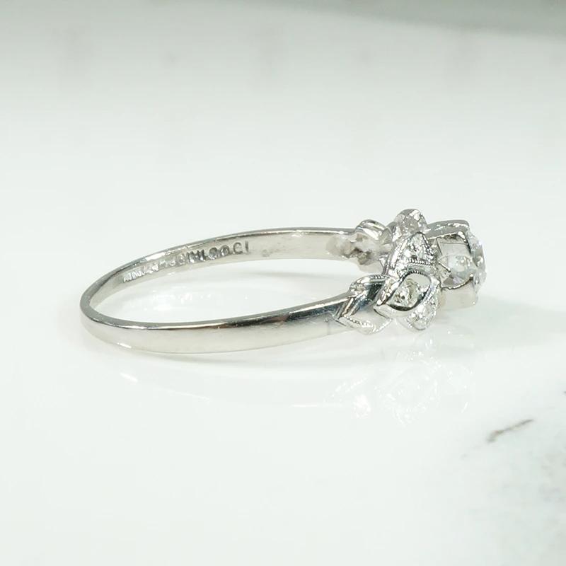 Dainty Deco Details Diamond & Platinum Ring