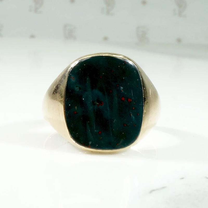 Buttery Edwardian Bloodstone & Gold Signet Ring