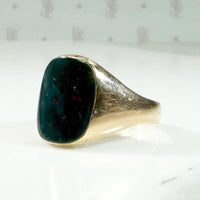 Buttery Edwardian Bloodstone & Gold Signet Ring