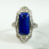 Incredible Blue Lapis Lazuli in White Gold Filigree Ring