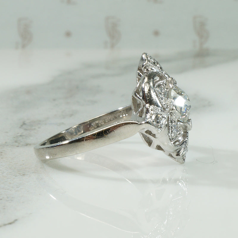Beautiful Platinum Diamond Deco Ring