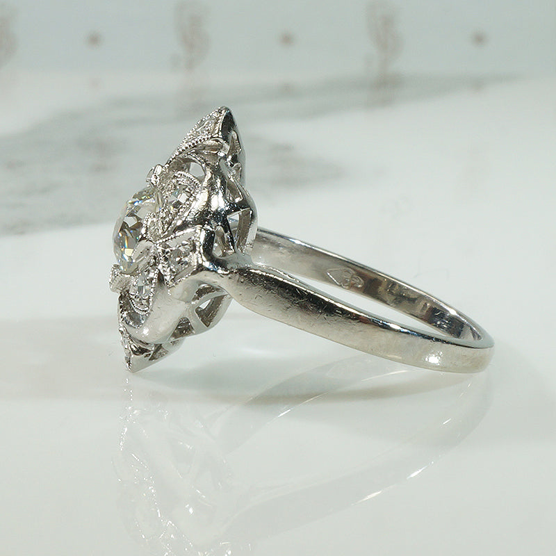Beautiful Platinum Diamond Deco Ring