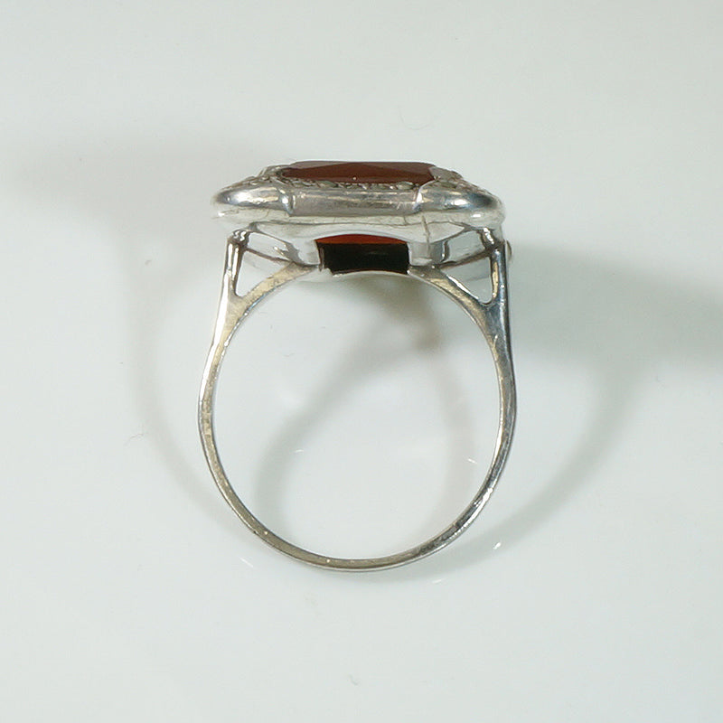 Art Deco Carnelian Marcasite Ring