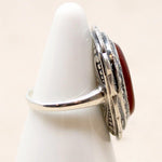 Gorgeous Carnelian Ring with Double Marcasite Halo