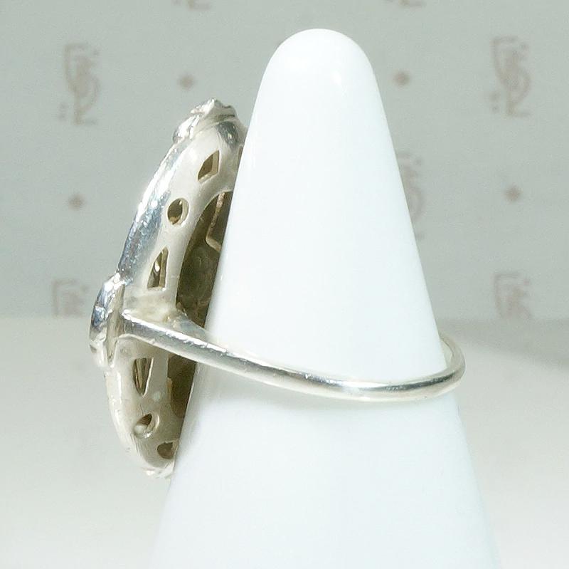 Frosty Flower Marcasite Spangled Shield Ring