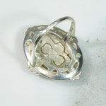 Frosty Flower Marcasite Spangled Shield Ring