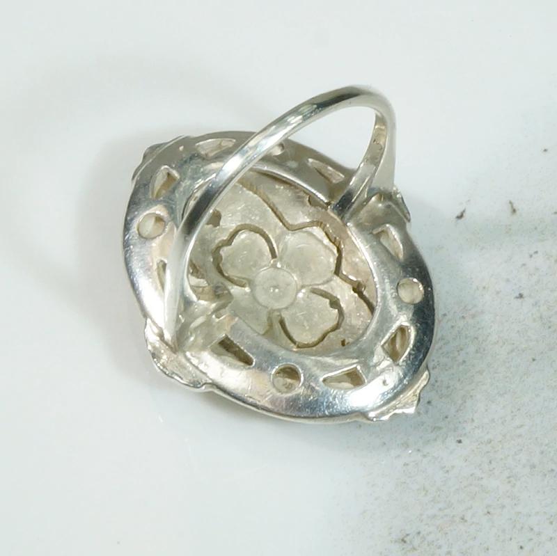 Frosty Flower Marcasite Spangled Shield Ring