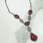 Carnelian Deco Sterling Marcasite Necklace