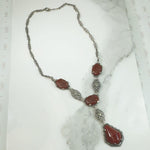 Carnelian Deco Sterling Marcasite Necklace