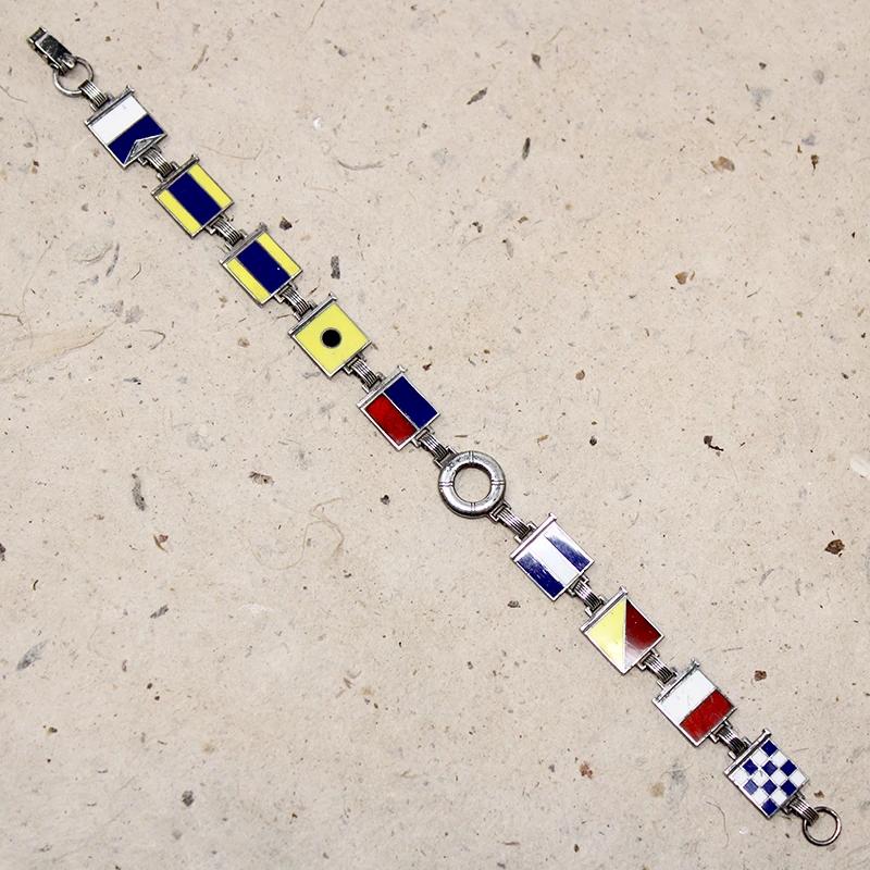 Wartime Romance Enameled Naval Flag Bracelet