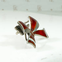 Sweet Festive Enameled Silver Bow Brooch