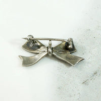 Sweet Festive Enameled Silver Bow Brooch