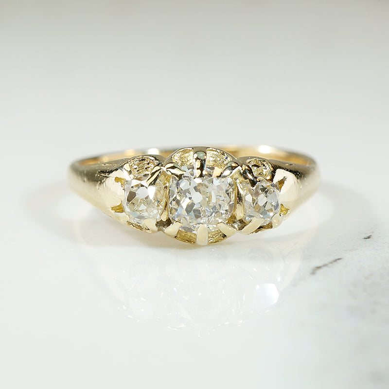 Dazzling Antique Diamond & 18k Trilogy Ring