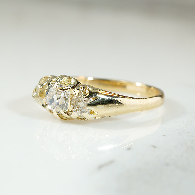 Dazzling Antique Diamond & 18k Trilogy Ring