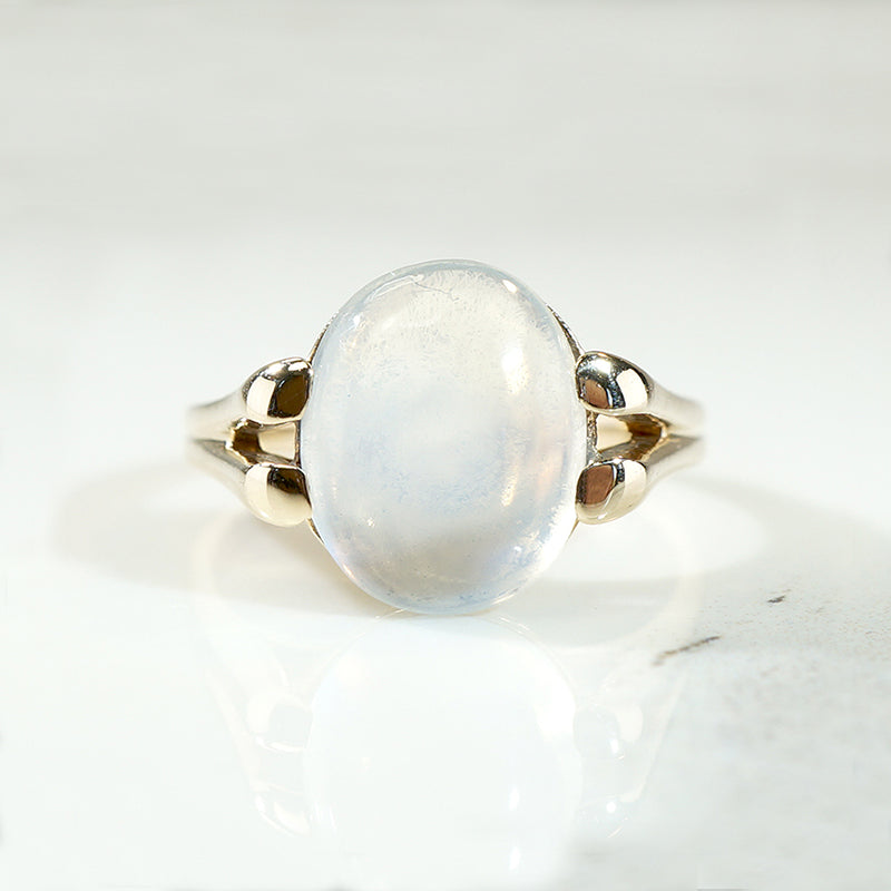 Lucent Moonstone in Gold Art Deco Ring