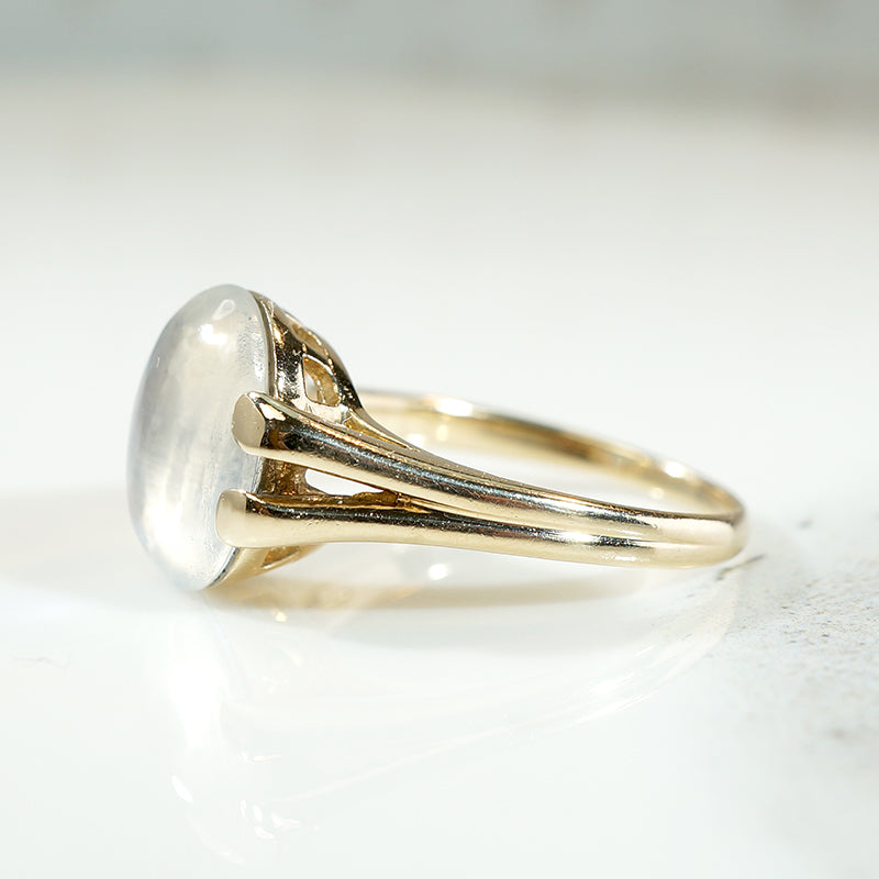 Lucent Moonstone in Gold Art Deco Ring