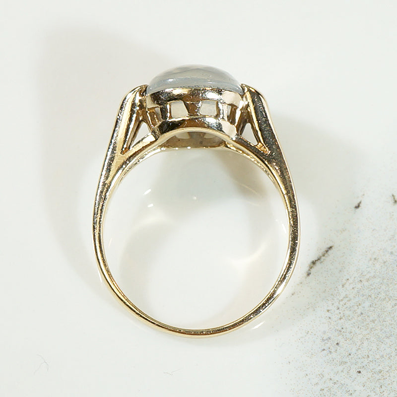 Lucent Moonstone in Gold Art Deco Ring