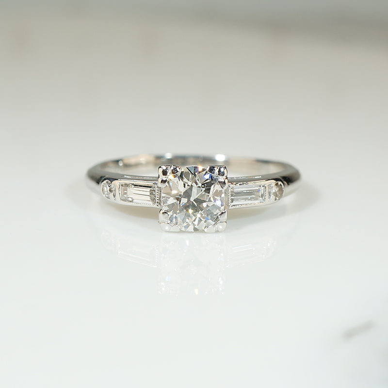 Lovely Platinum and Diamond 1940's Engagement Ring