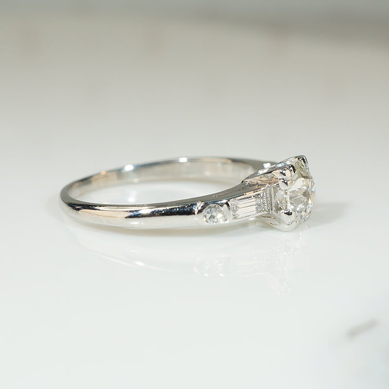 Lovely Platinum and Diamond 1940's Engagement Ring