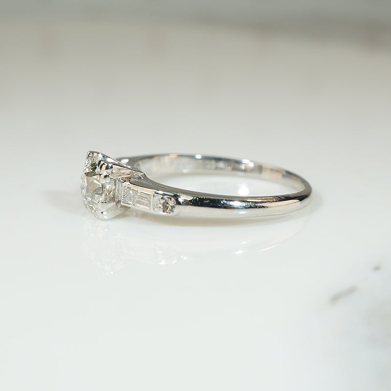 Lovely Platinum and Diamond 1940's Engagement Ring