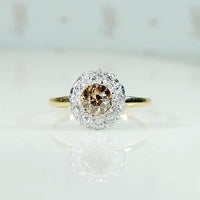 Fancy Brown Diamond Halo Ring in 18k & Platinum