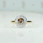 Fancy Brown Diamond Halo Ring in 18k & Platinum
