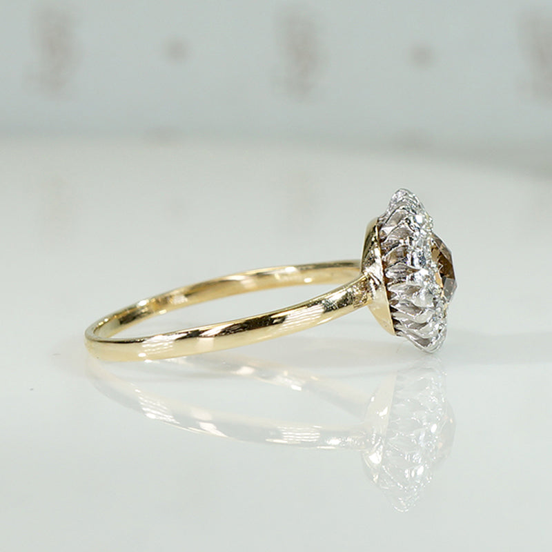 Fancy Brown Diamond Halo Ring in 18k & Platinum