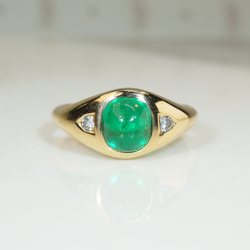 Classic Gold Gypsy Band with Emerald & Diamonds