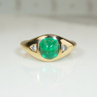 Classic Gold Gypsy Band with Emerald & Diamonds
