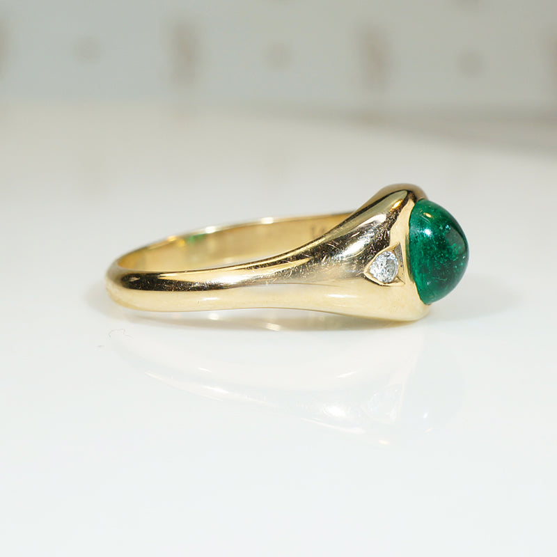 Classic Gold Gypsy Band with Emerald & Diamonds