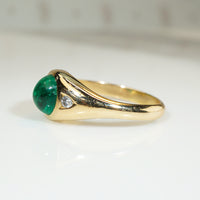 Classic Gold Gypsy Band with Emerald & Diamonds