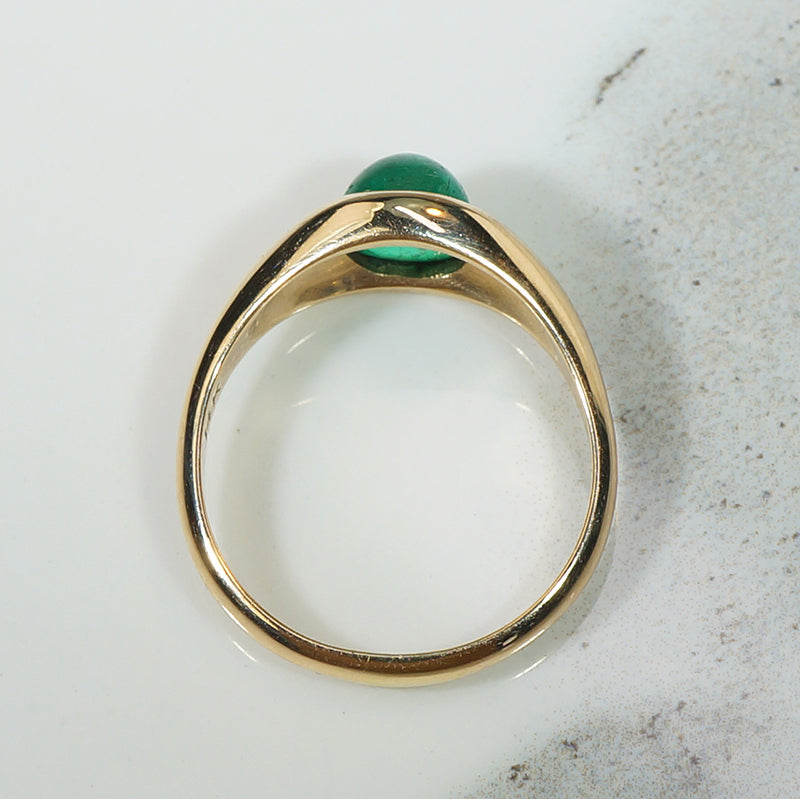 Classic Gold Gypsy Band with Emerald & Diamonds